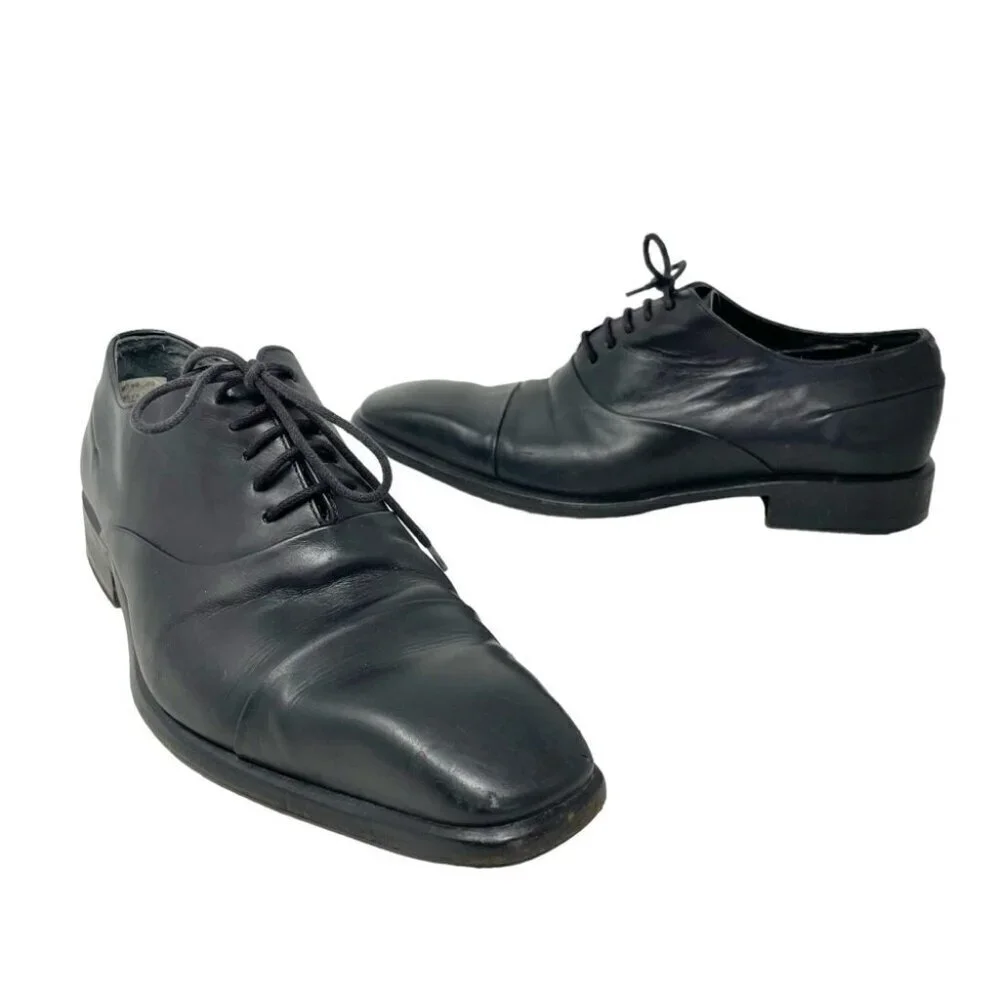 * Dior Timeless Derby Black Leather Dress Shoes Size 40.5 (US 7.5) Made in Italy